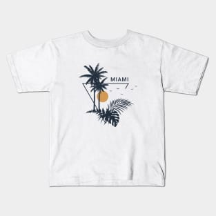 Palms In Tropical Leaves. Miami. Geometric Style Kids T-Shirt